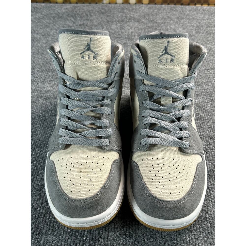 Air Jordan 1 Mid SE Grey Fog Coconut Milk Canvas Suede Men's Size 8 - Picture 3 of 12